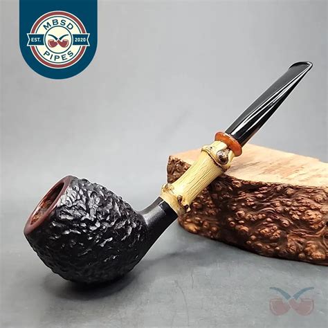 Karim Rusticated Bamboo Shank Handmade Briar Pipe New Mbsdpipes