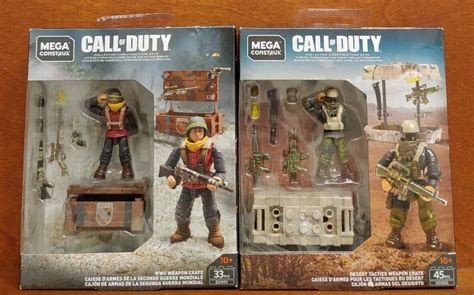 Set Of 2 NEW Mega Construx Call Of Duty WWII Weapon Crate Desert