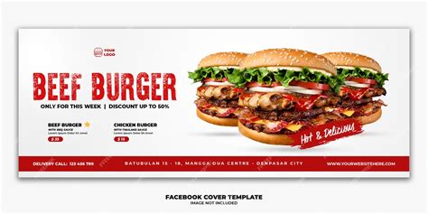 Facebook Cover Banner Vorlage Spezielles Fast Food Menü Beef Burger