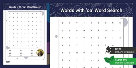 Reinforcing Sounds Words With Oa Word Search Twinkl