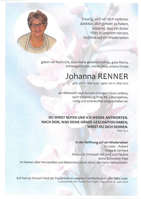 Renner Johanna Bestattung Brixner Enns