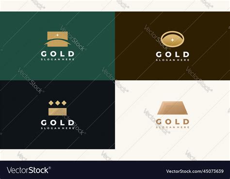 Gold bar logo designs gold shield logo template Vector Image