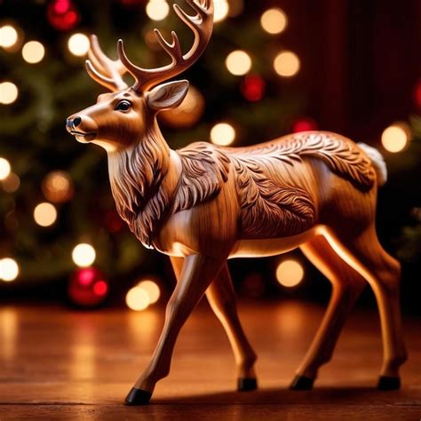 Premium Photo Traditional Wooden Carved Reindeer Festive Christmas