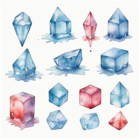 Premium Vector | A collection of different types of ice cubes