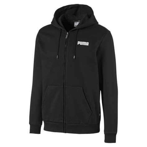 Essentials Full Zip Fleece Mens Hoodie Black Puma