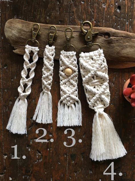 Macrame Keychain Bag Charm Luggage Decoration Etsy Macrame Patterns