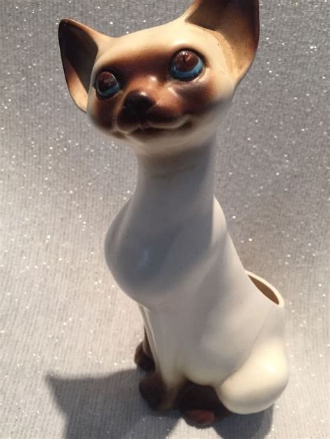 Siamese Cat Planter Ceramic Large 10 Tall Napco Vintage Mid Century