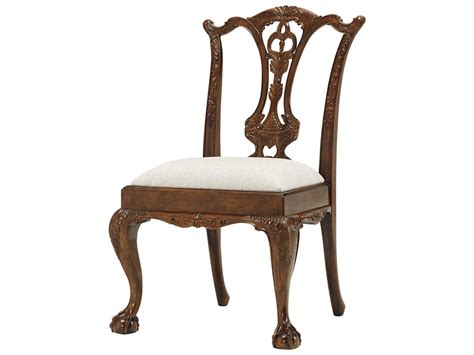 Theodore Alexander George Iii Mahogany Wood Brown Fabric Upholstered