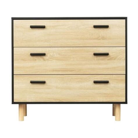 Commode Meuble Avec Tiroirs Pieds Bois De Pin Noir Lila Prix