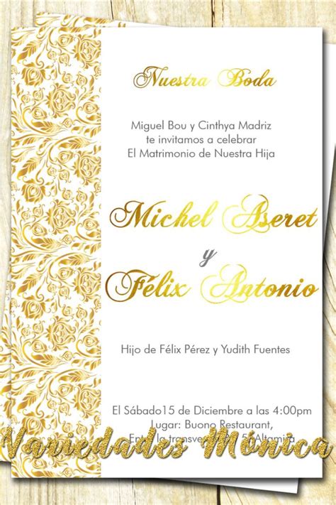 Tarjetas De Invitación Para Bodas En Dorado Y Blanco Foil Dorado Diseños Digitales O Impres