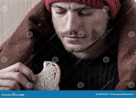 Homeless And Poor Man Eating Sandwich Stock Photo Image Of Alcoholism