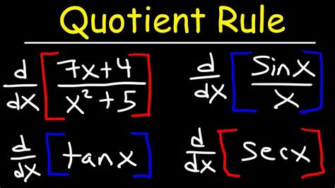 Quotient Rule For Derivatives Youtube