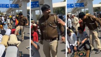 Delhi Cop Suspended For Kicking Hitting People Offering Namaz India