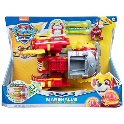 PAW Patrol Mighty Pups Super PAWs Marshall's Powered Up Fire Truck ...