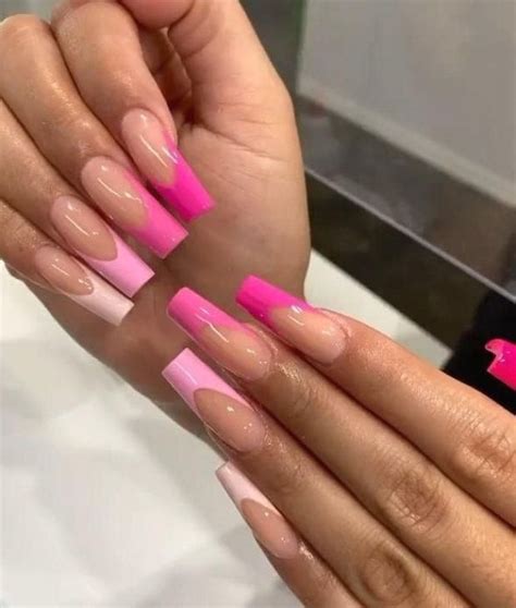 Med Tech Pink Tip Nails Pink Acrylic Nails French