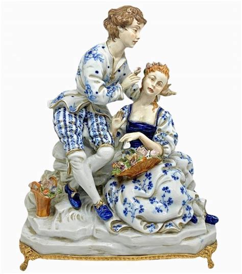 Capodimonte Statuetta In Porcellana Raffigurante Coppia Galante Con