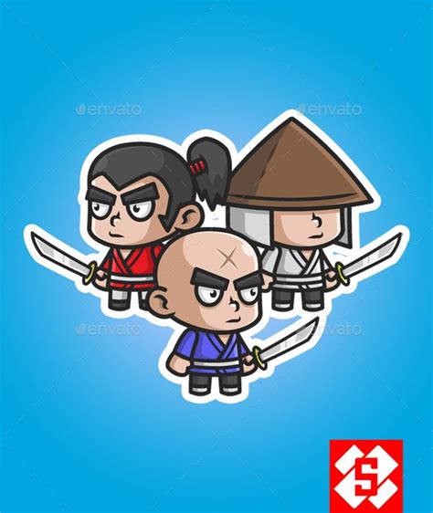 Samurai Chibi Game Characters - Sprites