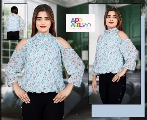 Light Blue Stylish Latest Women Tops Tunics At Rs Piece In New