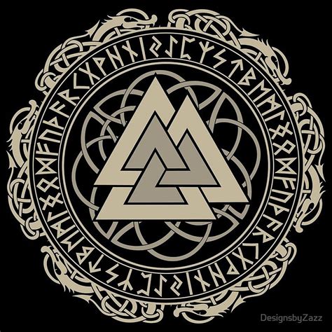 Viking Valknut With Runes Viking Art Gift For Dad The Valknut Is