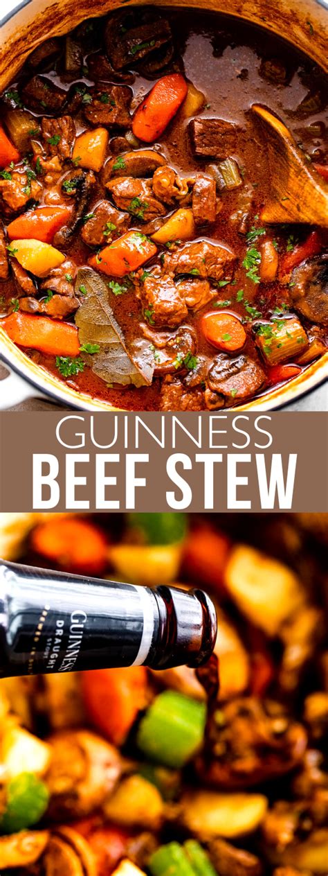 hearty guinness beef stew  filled   brim  tender beef
