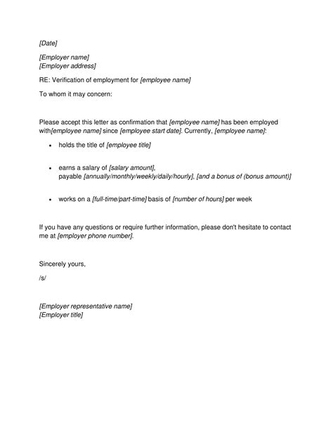 Free Printable Proof Of Employment Letter Templates [word Pdf]