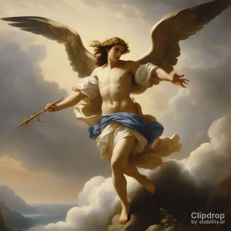 The Painting Depicts An Angel With Outstretched Arms