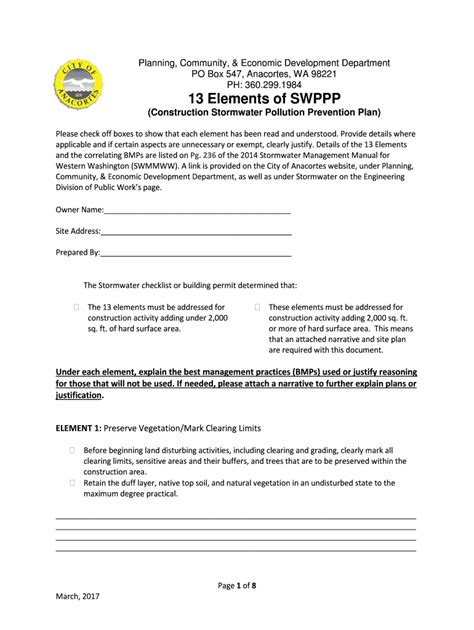 Fillable Online Elements Of Swppp City Of Anacortes Fax Email