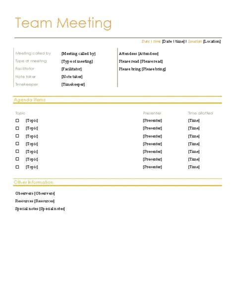 Microsoft Team Meeting Agenda Template PDFSimpli