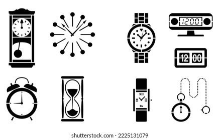 Different Old Modern Clocks Hand Watches Stock Vector Royalty Free