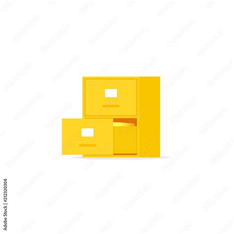 Yellow file cabinet with two drawer. Clipart image isolated on white ...