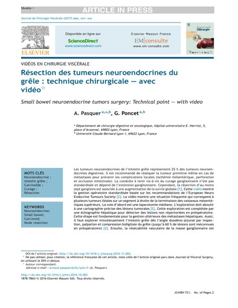 R Section Des Tumeurs Neuroendocrines Du Gr Le