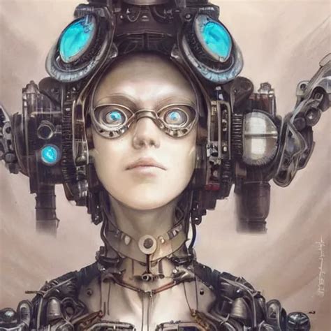 Portrait Painting Of A Steampunk Cyborg Mother Stable Diffusion