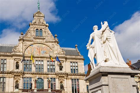 Royal Dutch Theater And Statue Of Jan Frans Willems In Ghent Belgium