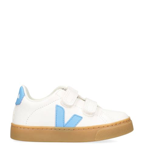 Veja Kids White Leather Esplar Velcro Sneakers Harrods Uk