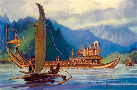 Tahitian War Canoe By Herbert Herb Kawainui Kāne Hawaiian Art