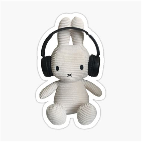 Miffy Bunny With Headphones Sticker For Sale By Rxssal Redbubble