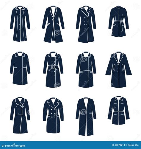 Different Types Of Women Coats Stock Vector Illustration Of Pocket