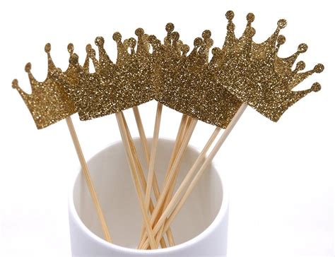 Putwo Counts Gold Glitter Crown Cupcake Toppers Birthday Party Cake