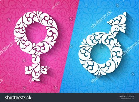 Ornamental Decorative Gender Symbol Icons Set Stock Vector Royalty