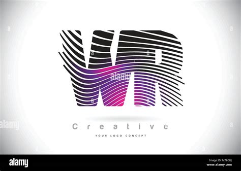 WR W R Zebra Texture Letter Logo Design With Creative Lines And Swosh