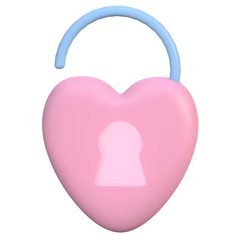 D Red Heart Shaped Padlock Png