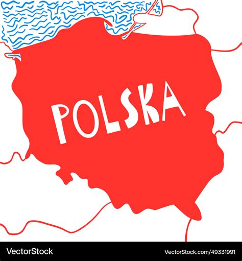 Hand Drawn Stylized Map Of Poland Travel Vector Image