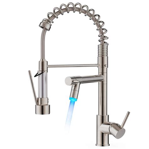 Androme Single Handle Pull Out Sprayer Kitchen Faucet With Led Light Deckplate Not Included In