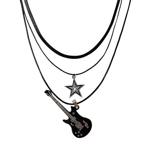 2 Pcs Y2k Accessories Star Necklace Y2k For Women Guitar Necklace Y2k Necklaces Grunge Necklace