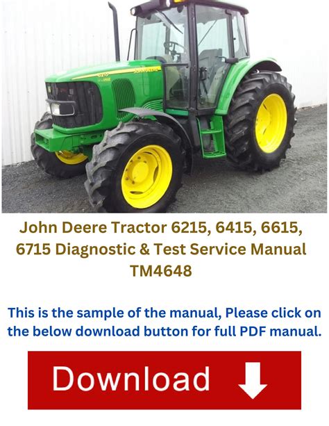 John Deere Tractor 6215 6415 6615 6715 Diagnostic And Test Service