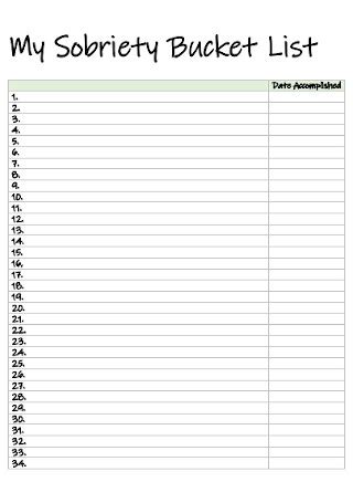 Sample Bucket List Templates In Pdf Ms Word