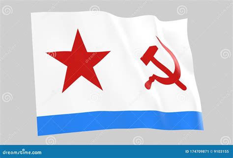 USSR Naval Flag With Red Star Hammer And Sickle Stock Illustration