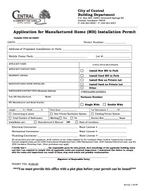 Fillable Online Manufactured Home Installation Permit Appdoc Fax Email