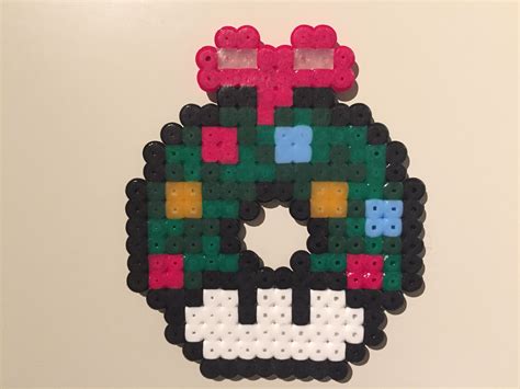 Christmas wreath mushroom perler beads by Bjrnbr Björn Börjessonr