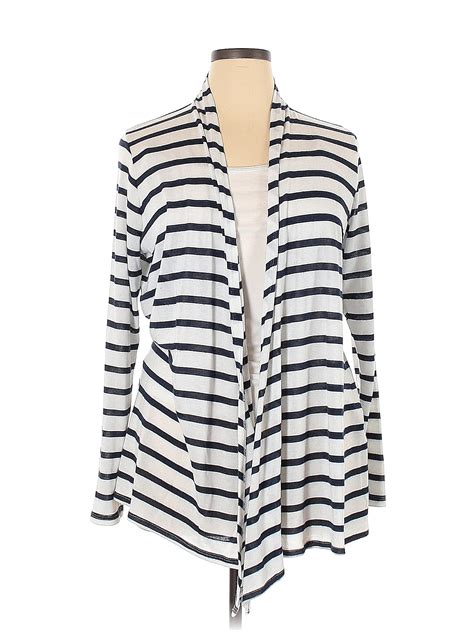 Mix By 41 Hawthorn Color Block Stripes Silver Cardigan Size 2x Plus